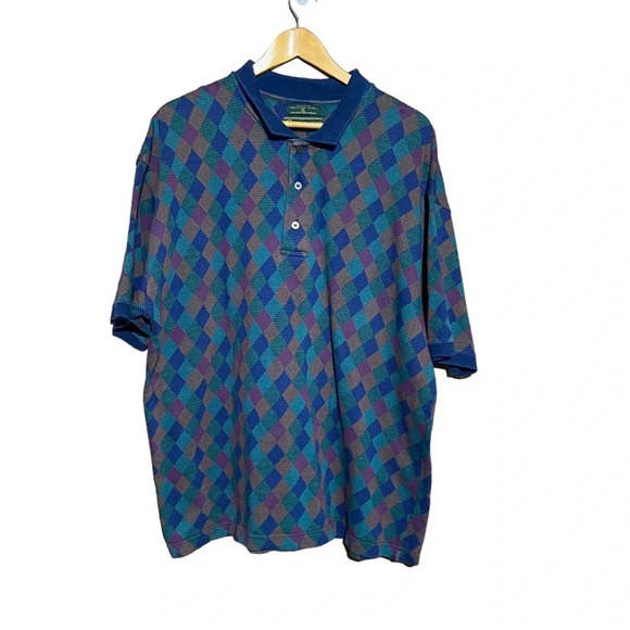 Vintage 90s Croft‎ & Barrow Classic Collection Diamond 100% Cotton Size XL - Picture 1 of 7